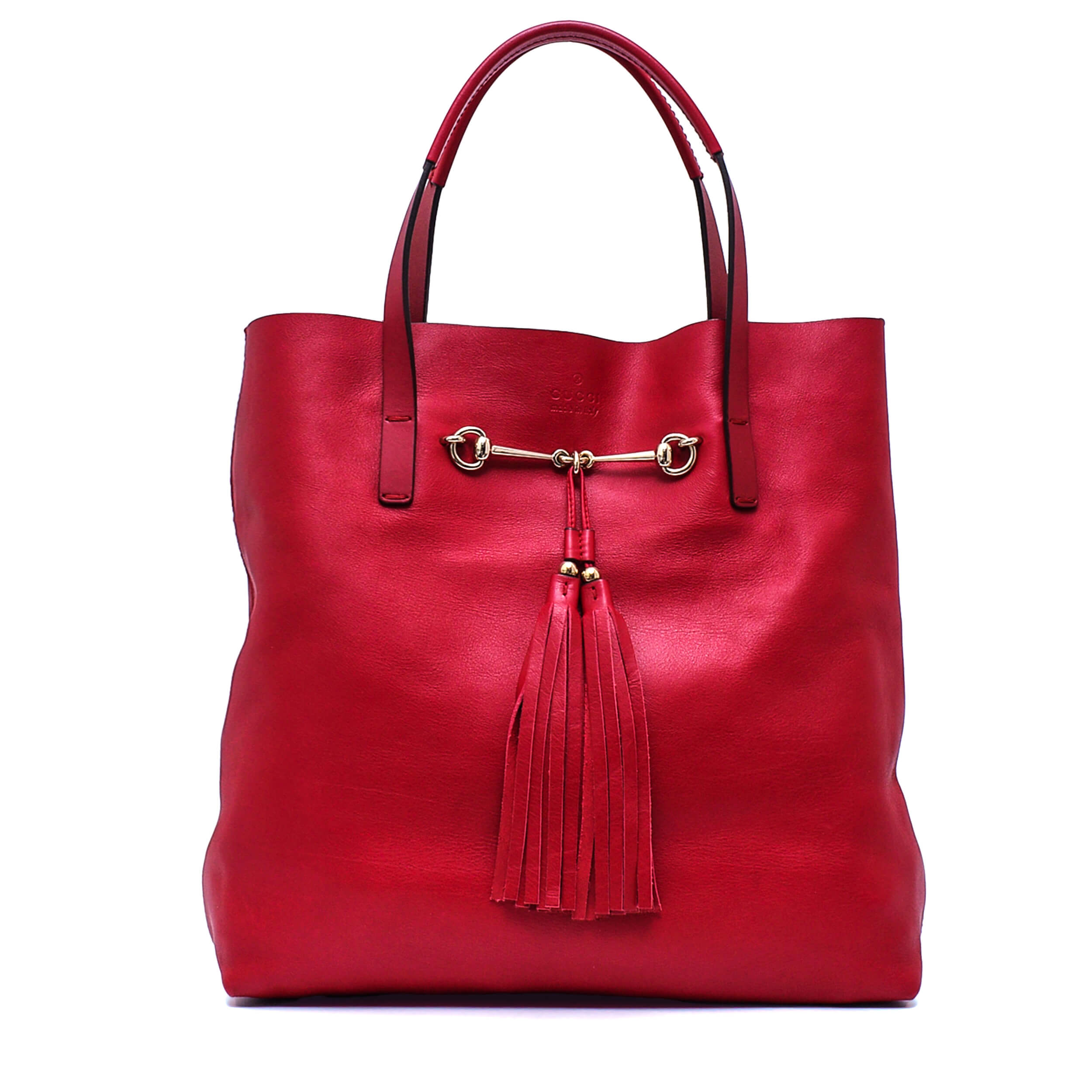 Gucci - Cherry Leather Horsebit Tassel Small Shopper Bag